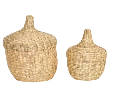 Hand-Woven Baskets with Lids
