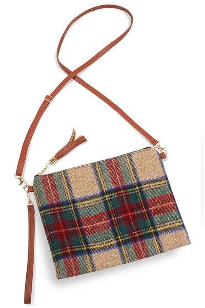 Tartan Plaid Crossbody Clutch Bag