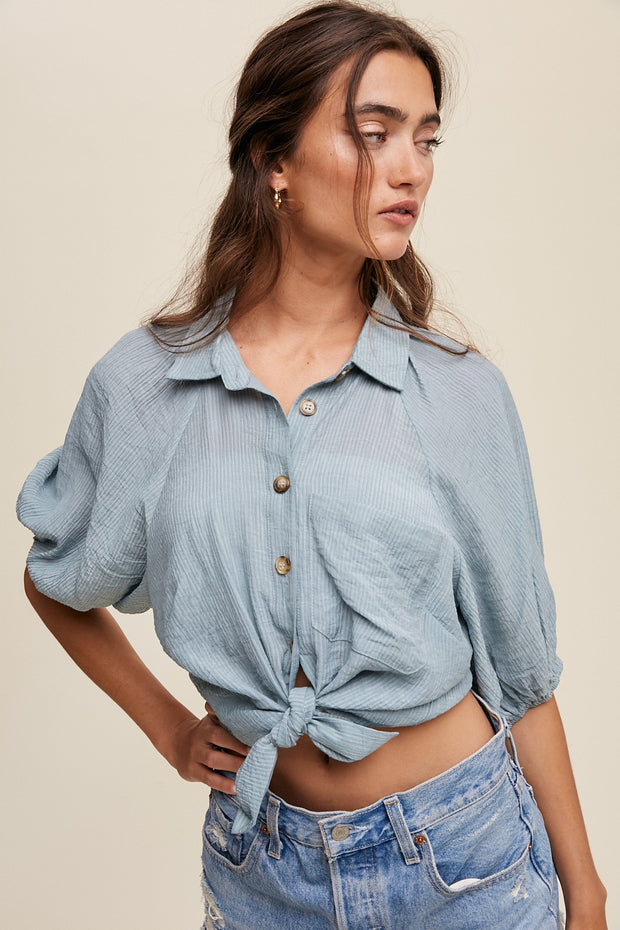 Darling Textured Button Down