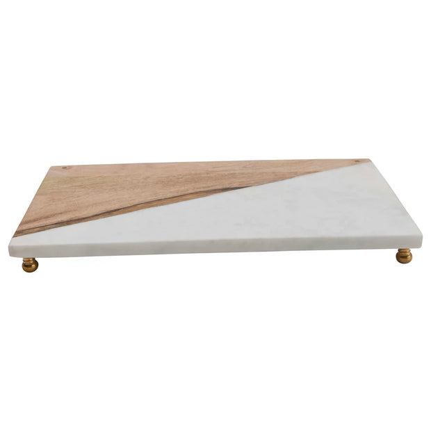 Marble & Wood Serving Tray