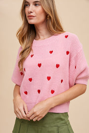 Have a Heart Puff Sleeve Sweater Top