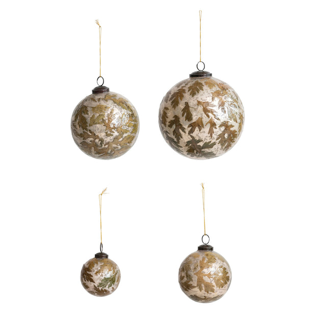 Glass Ornament with Natural Leaves