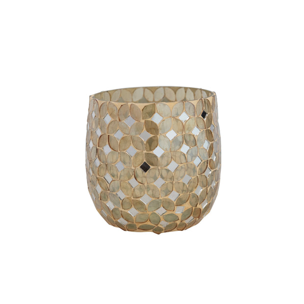 Mosaic Glass Tealight/Votive Holder, Champagne