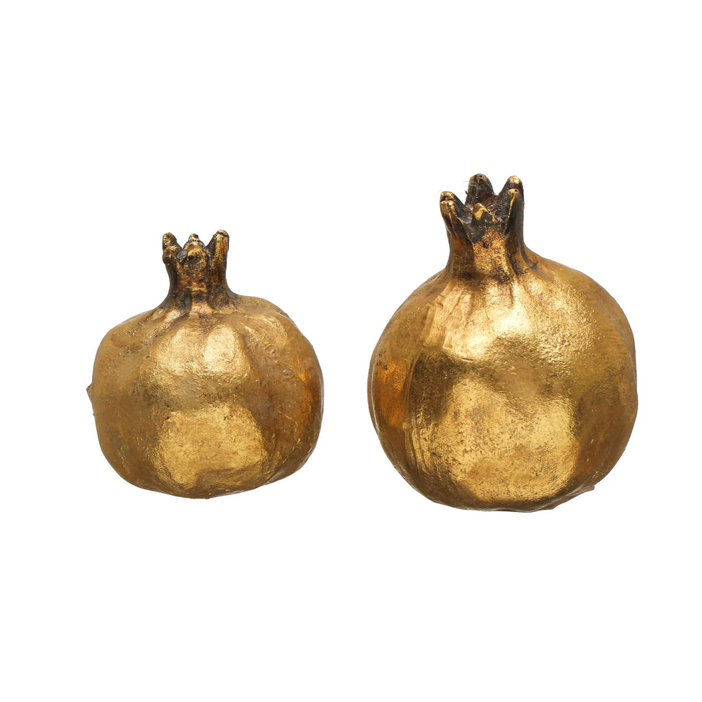 Gilded Bronze Pear Decorative Faux Fruit Holiday Glam Bowl Filler - Set of  2
