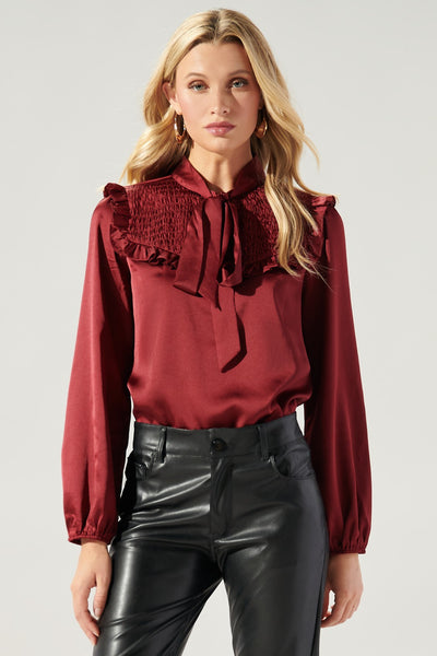 One and Only Satin Tie Blouse