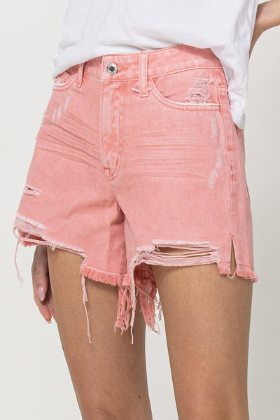 Pink Vintage Shorts with Frayed Hem