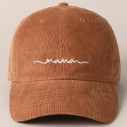 Mama Embroidered Corduroy Cap
