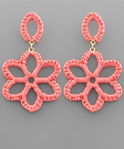 Raffia Flower Dangle Earrings