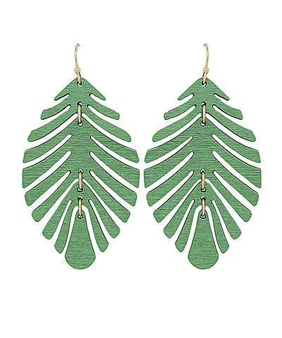 Leaf Shape Wood Earrings