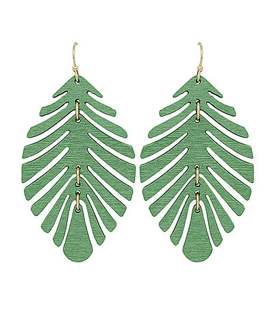 Leaf Shape Wood Earrings