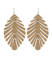 Leaf Shape Wood Earrings