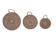 Hand-Woven Bankuan Trivets with Handles, Set of 3