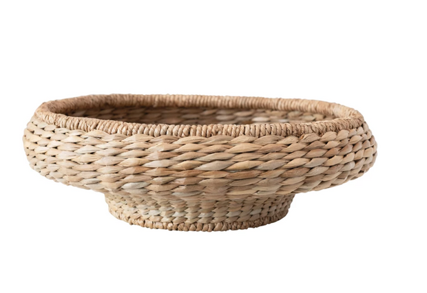 Hand-Woven Water Hyacinth and Rattan Bowl