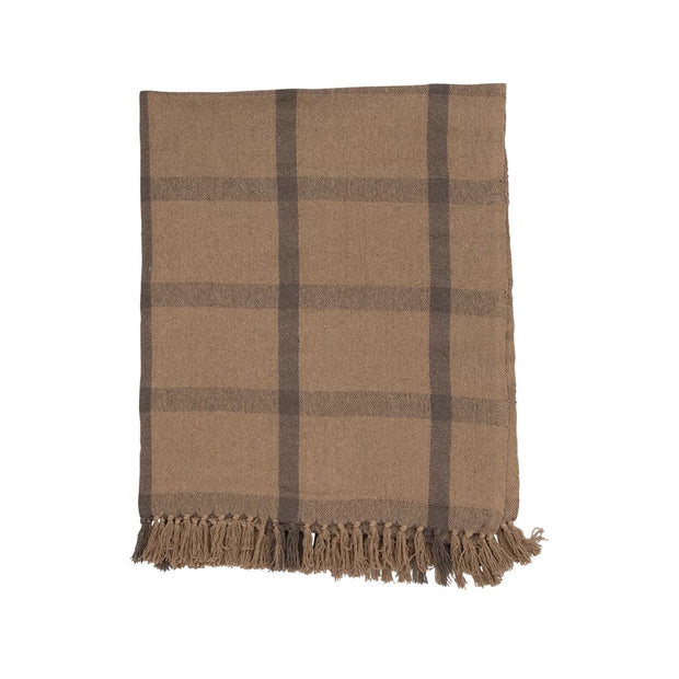 Woven Plaid Throw with Tassels