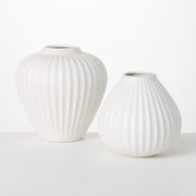 Ribbed White Fluted Vase