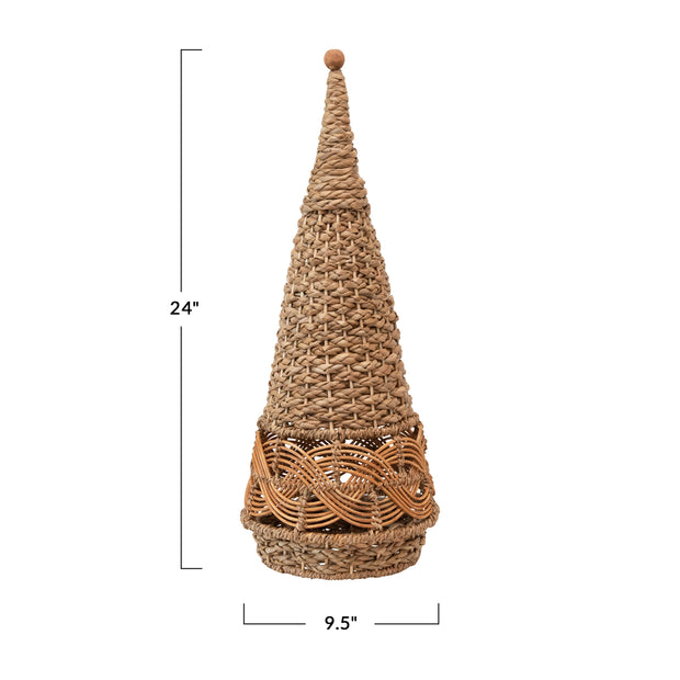 Hand-Woven Wicker Cone Tree, Natural